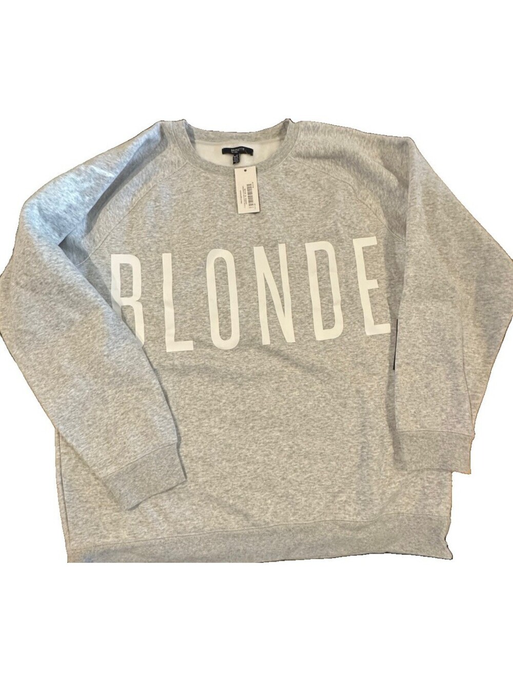 Brunette The Label Blonde Crewneck Sweatshirt M/L Oversized Gray NWT